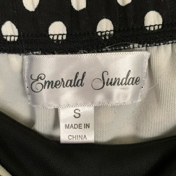 Emerald Sundae Strapless Black White Red Polkadot Peplum Dress Size Small - Picture 4 of 8